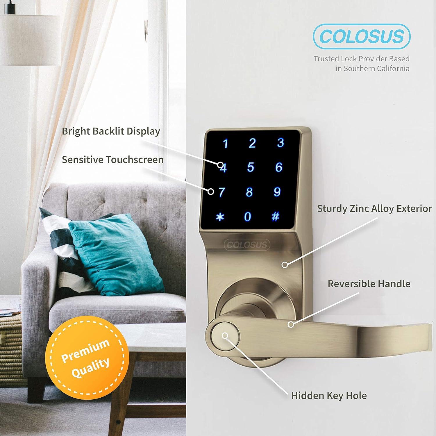 Smart door Lock Keyless Electronic Door Lock, Touchscreen with Key Fobs and Remote (Silver)