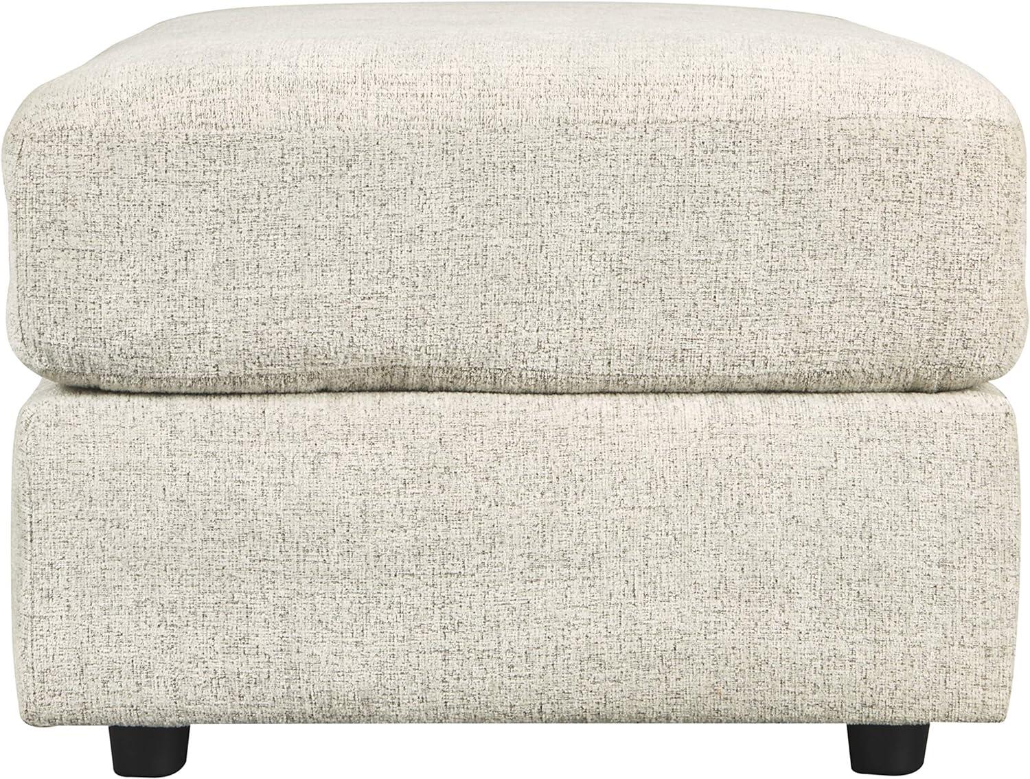 Oversized Off-White Chenille Contemporary Ottoman