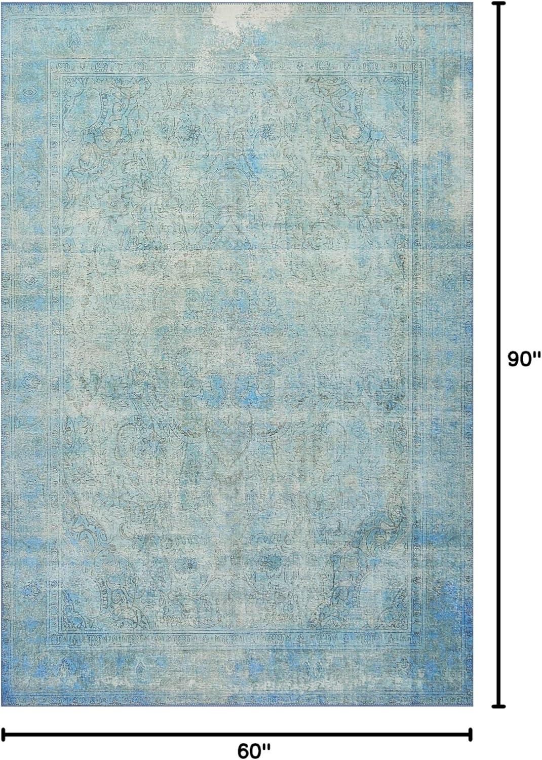 Loloi II Loren Collection LQ-08 Aqua Oriental Area Rug 5'-0" x 7'-6"