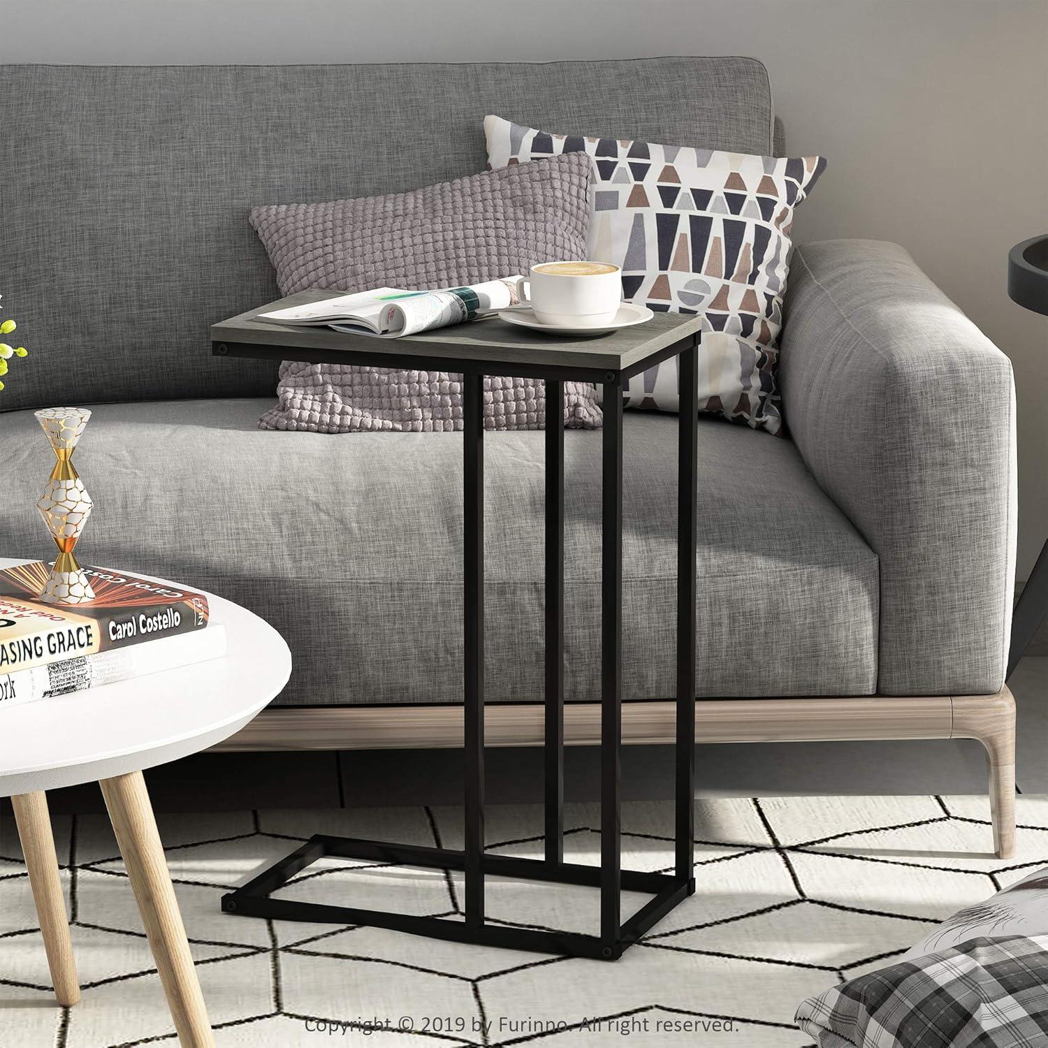 Furinno Camnus Modern Living Sofa Side Table, French Oak Grey