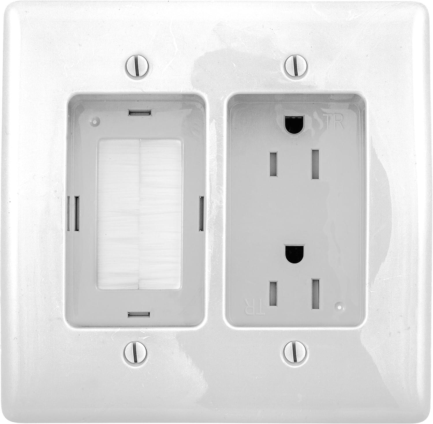 White Tamper-Resistant Duplex Receptacle with Wall Plate