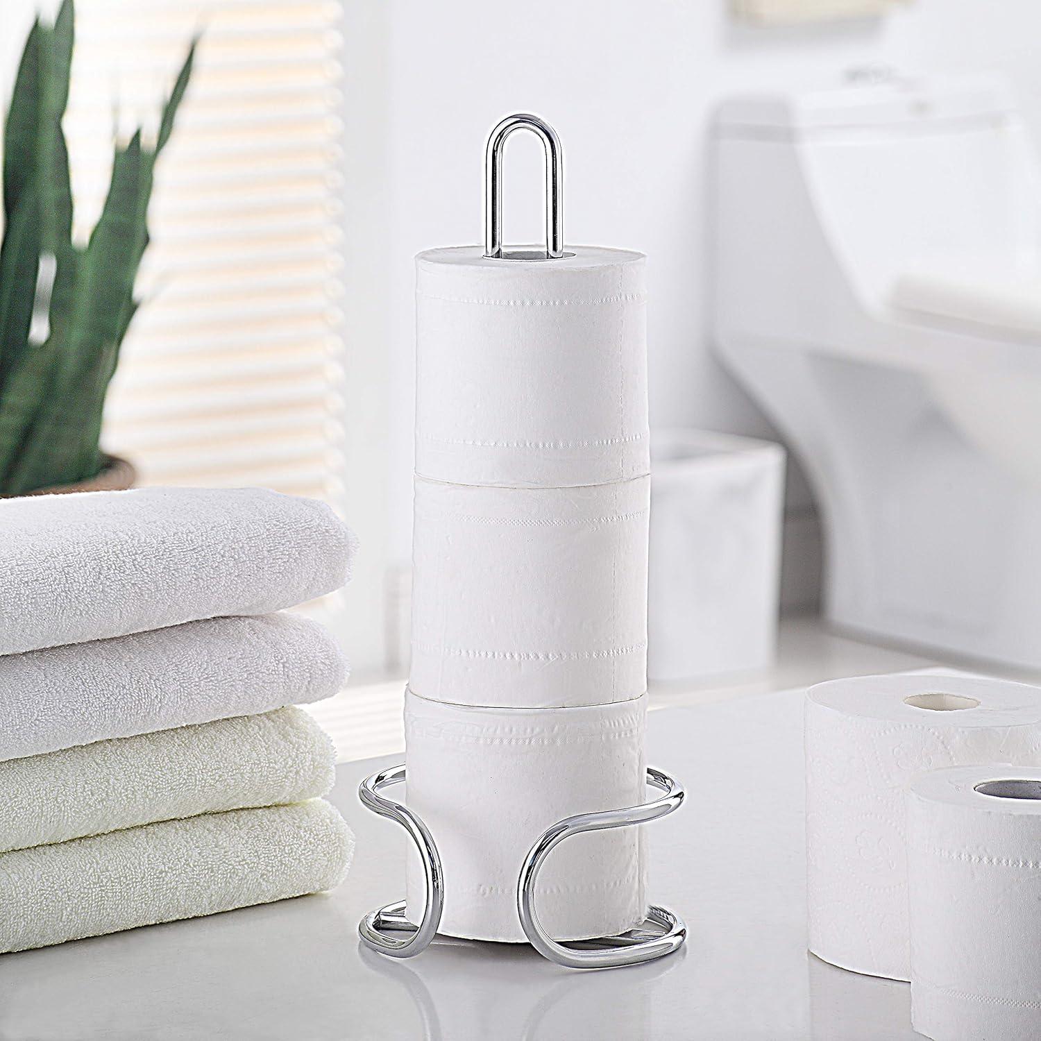 SunnyPoint Heavy Wire Gauge Spare Bathroom Toilet Tissue Paper Roll Holder Storage Stand WF-LY-WC-01BLK