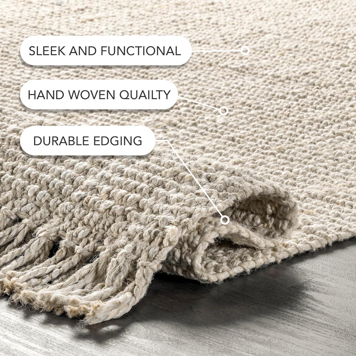 nuLOOM Daniela Farmhouse Chunky Jute Area Rug, 4' Square, Off White