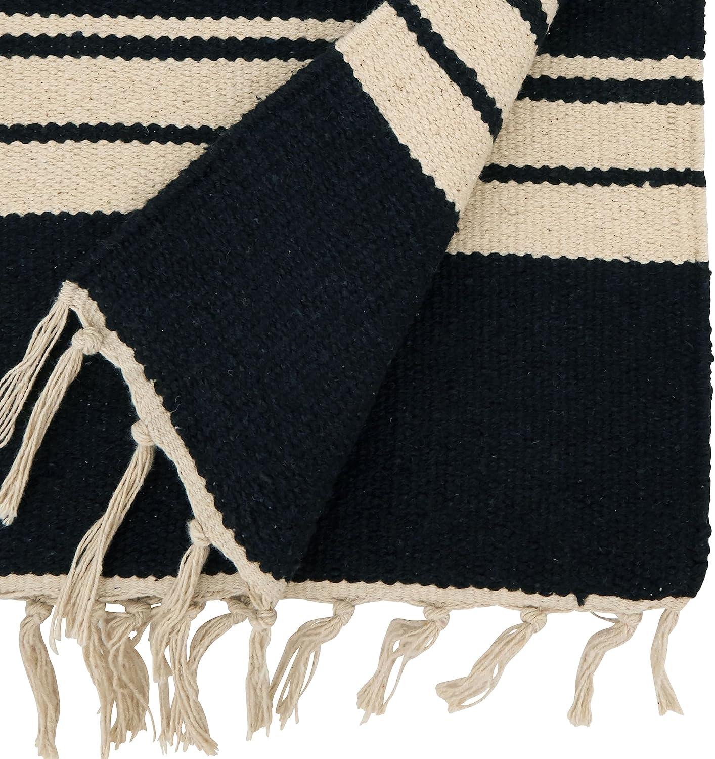 Black and Beige Cotton Southwestern Table Runner