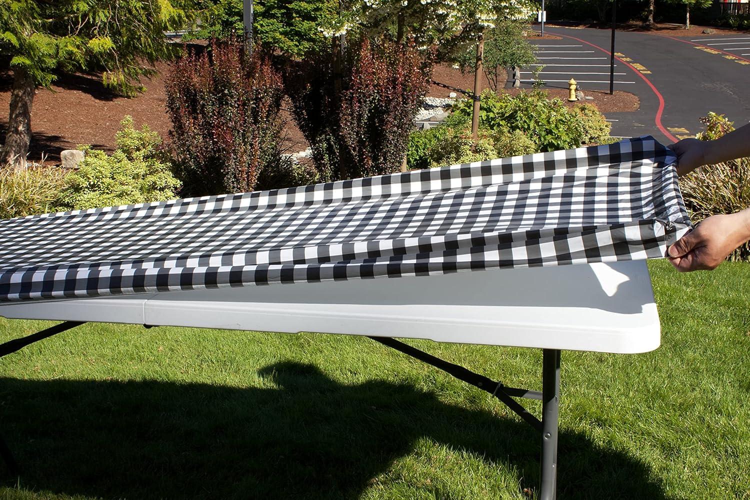 Rally Home Goods Indoor Outdoor Patio Round Fitted Vinyl Tablecloth, Flannel Backing, Elastic Edge, Waterproof Wipeable Plastic Cover, Beige Marble Pattern for 5-Seat Table of 36-42’’ Diameter