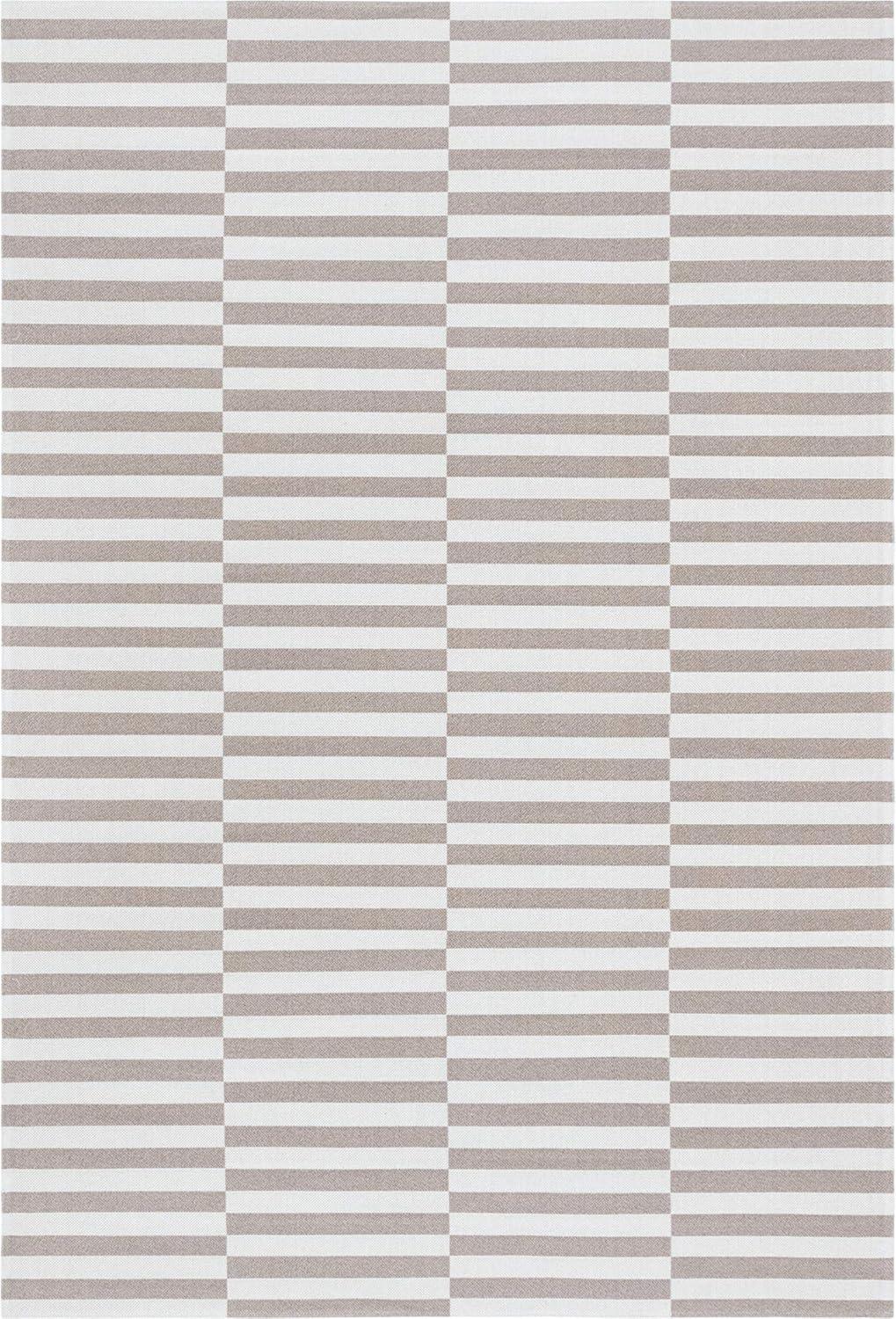 Taupe and Ivory Striped Flatweave Cotton Area Rug