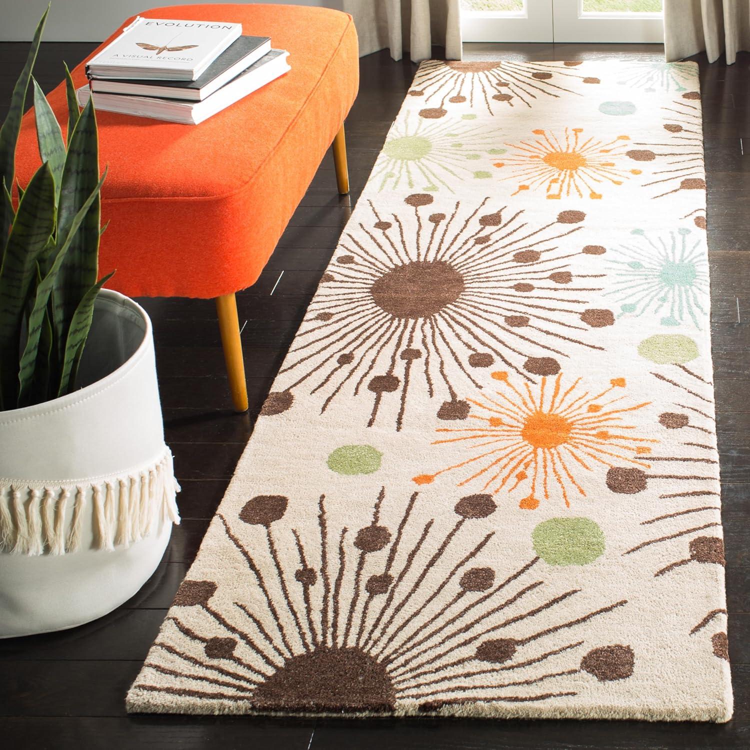 SAFAVIEH Soho Danielle Fire Works Wool Runner Rug, Brown/Multi, 2'6" x 8'