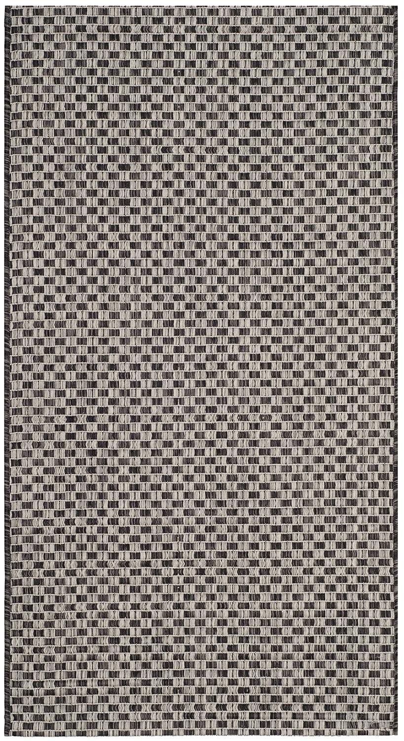 SAFAVIEH Courtyard Blair Geometric Indoor/Outdoor Area Rug, 2' x 3'7", Black/Light Grey