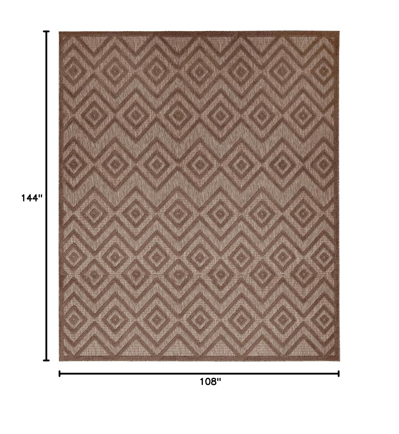 Nourison Versatile Diamond Geometric Flatweave Indoor Outdoor Area Rug Brown 9' x 12'