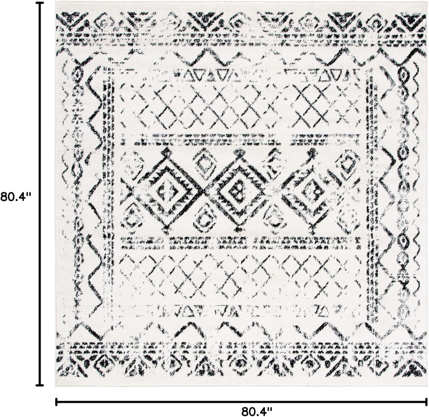 Tulum TUL268 Power Loomed Area Rug - Ivory/Black - 6'7"x6'7" - Safavieh.