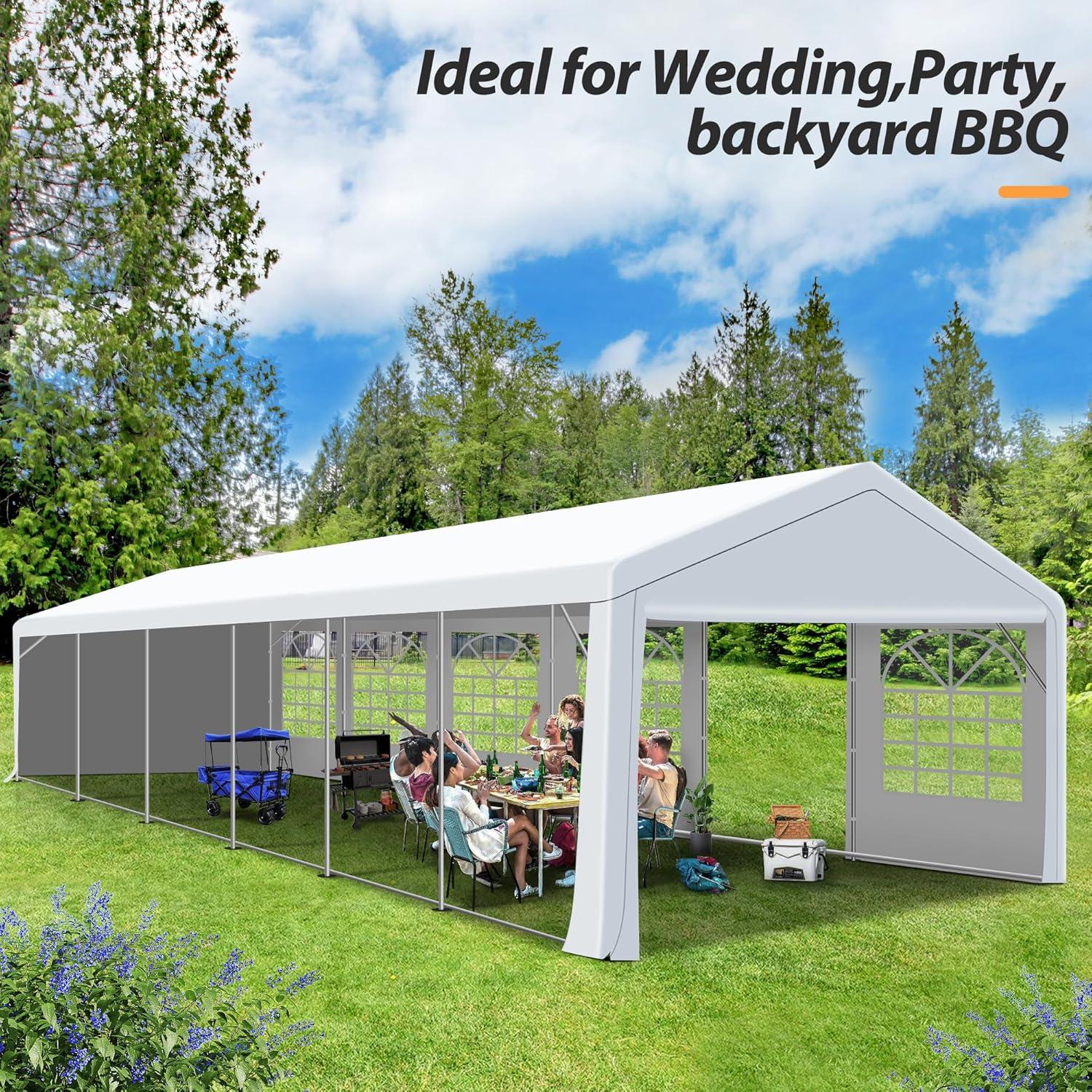 Towallmark 20' X 40' Outdoor Party Wedding Tent, Heavy Duty Canopy With 10 Detachable Side Walls, Suitable For Camping Wedding Picnics