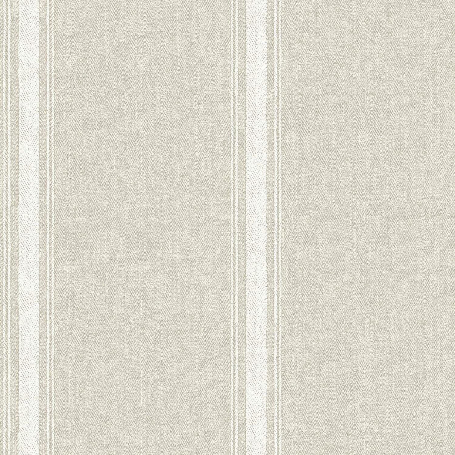 Linette Light Grey Fabric Stripe Pre-pasted Wallpaper, 20.5-in by 33-ft