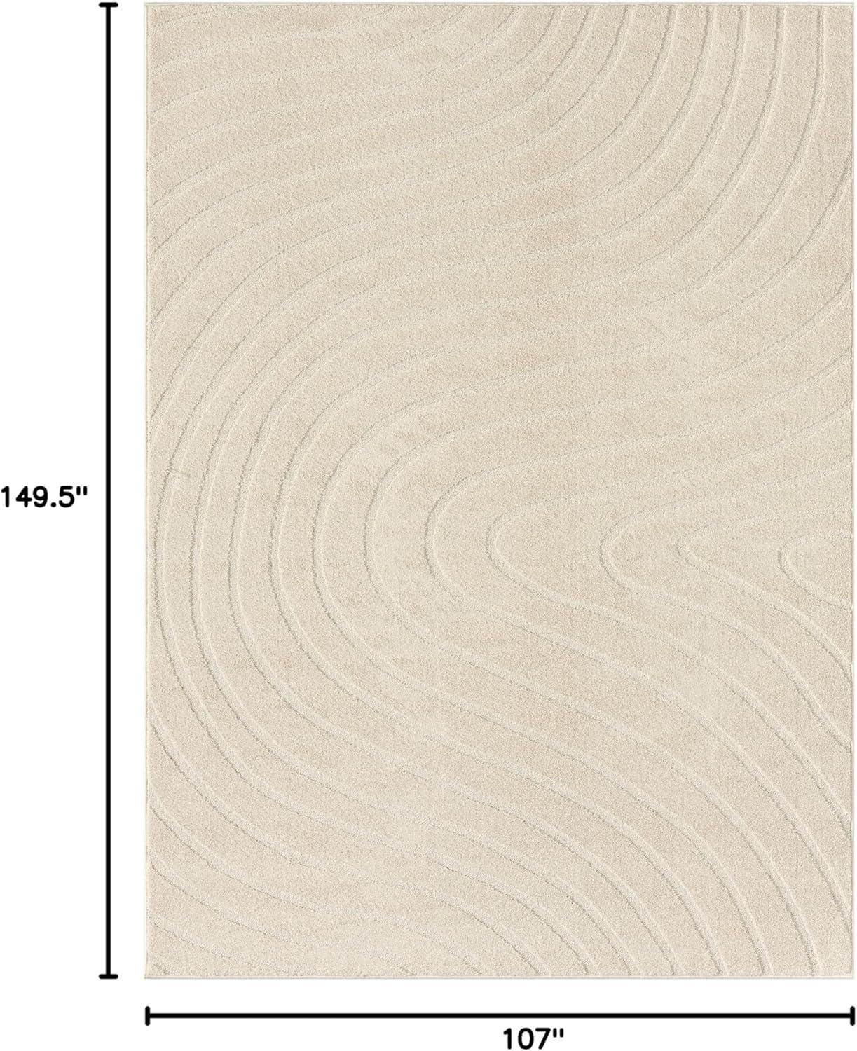 Luxe Weavers Modern Geometric Wave Cream 9x12 Area Rug