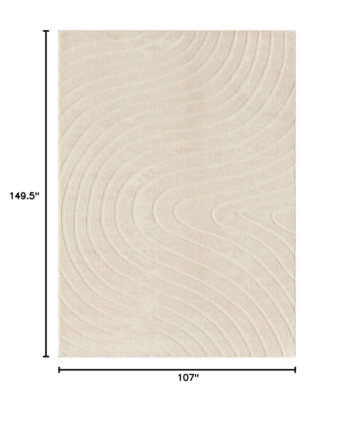 Luxe Weavers Modern Geometric Wave Cream 9x12 Area Rug