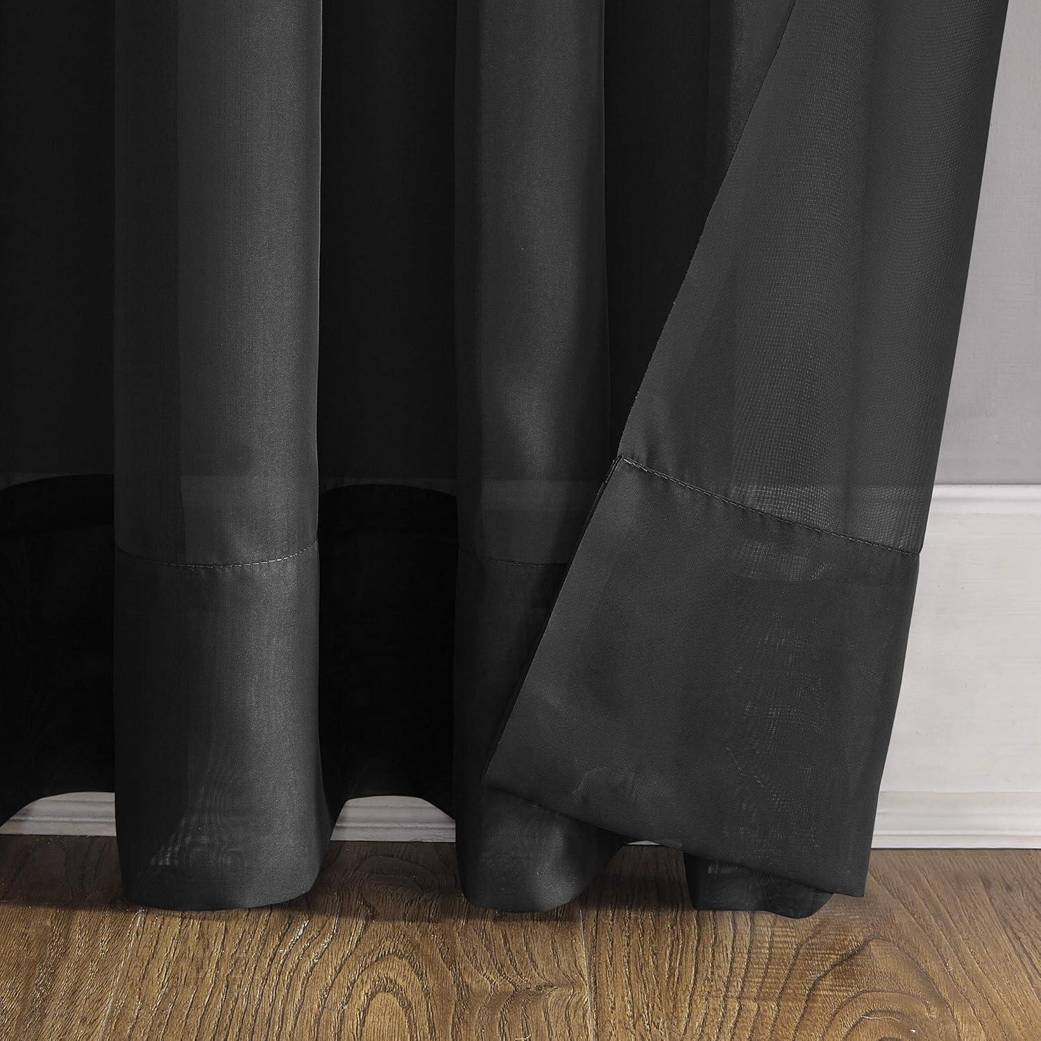 95"x59" Emily Sheer Voile Grommet Top Curtain Panel Black - No. 918