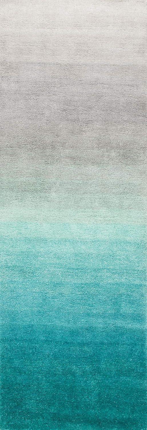 Nuloom Handmade Ombre Shag Shags Runner Indoor Area Rug - Turquoise 2' 6" x 8'