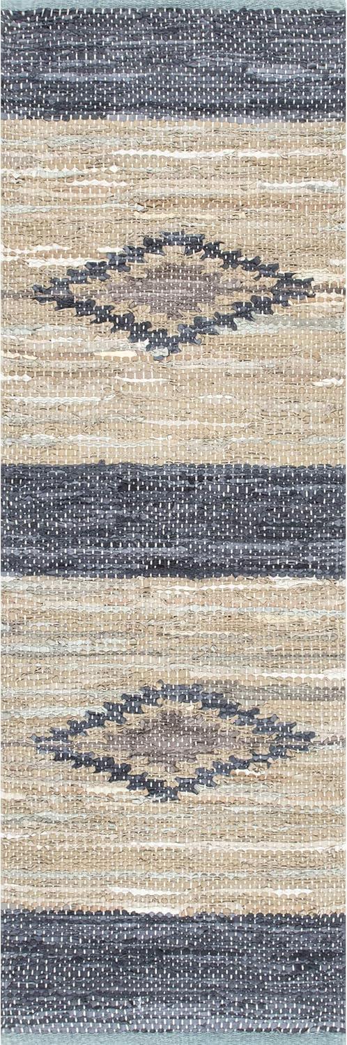 Nuloom Farren Hand Woven Diamond Leather Indoor Area Rug