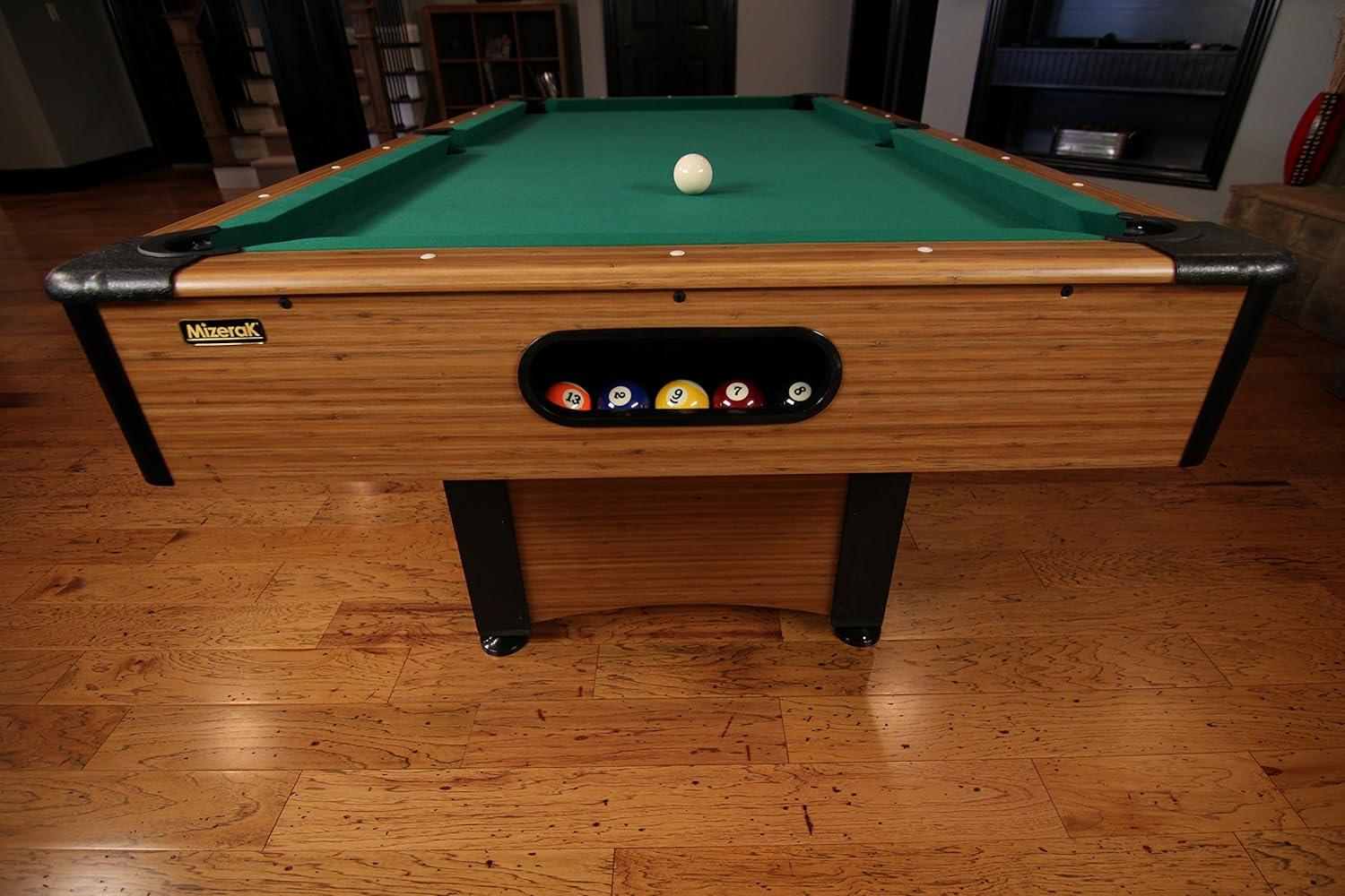 Mizerak Dynasty Space Saver 6.5' Billiard Table with Leg Levelers, Automatic Ball Return, and Classic Green Nylon Cloth