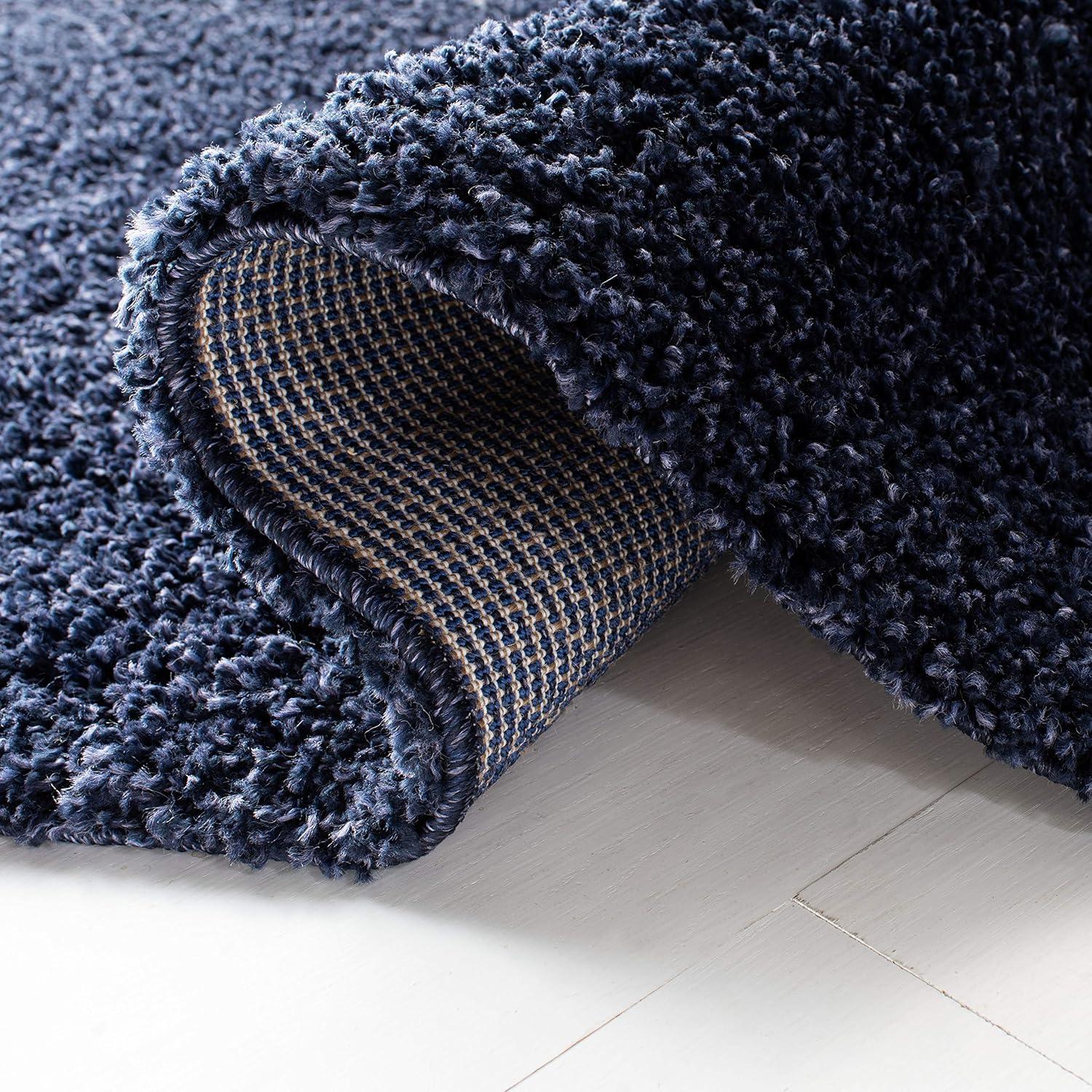 California Shag SG151 Power Loomed Indoor Accent Rug - Navy - 4'x4' - Safavieh
