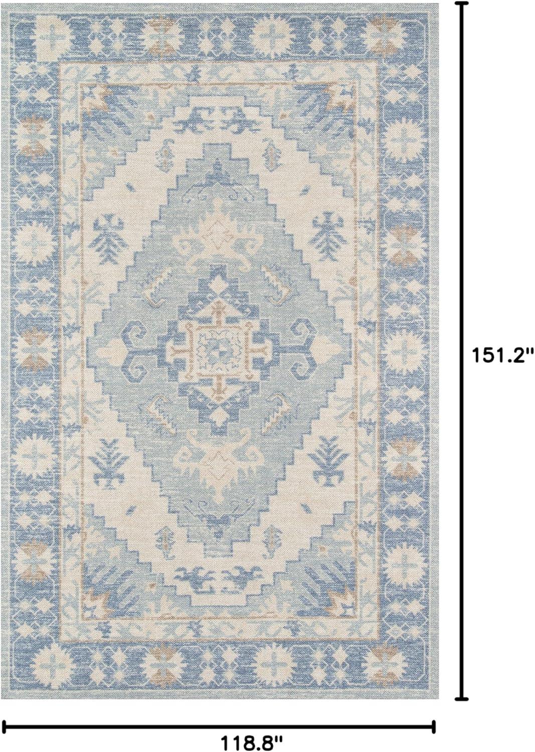Momeni 9'9"x12'6" Anatolia Jaz Medallion Machine Loomed Area Rug Blue: Wool & Nylon, Low Pile, Indoor Classic Rectangle