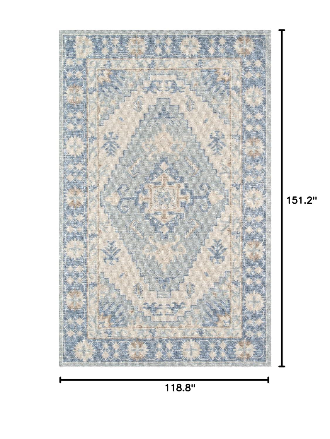 Momeni 9'9"x12'6" Anatolia Jaz Medallion Machine Loomed Area Rug Blue: Wool & Nylon, Low Pile, Indoor Classic Rectangle
