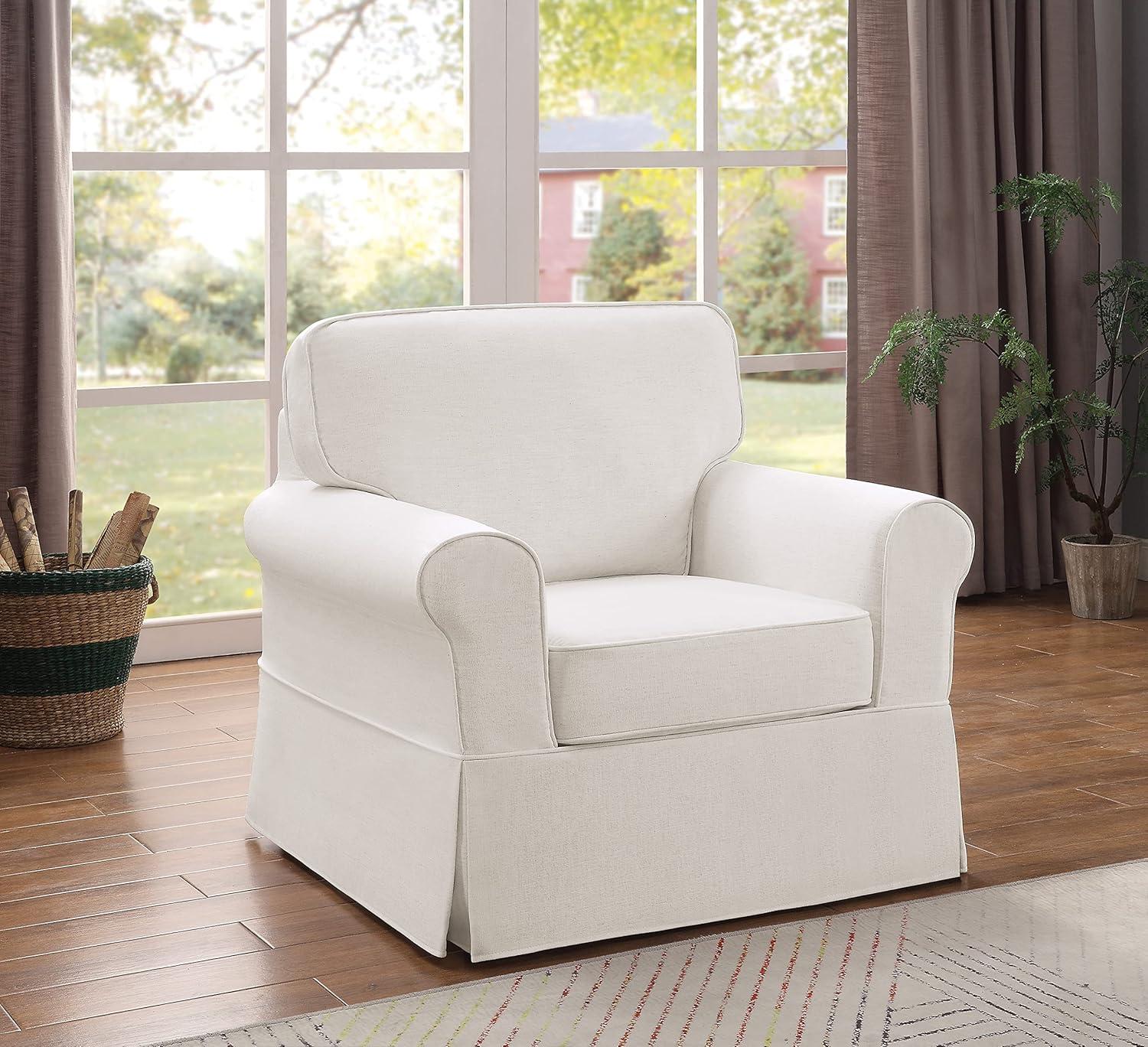 Ashton Chair with Ivory Beige Fabric Slip Cover