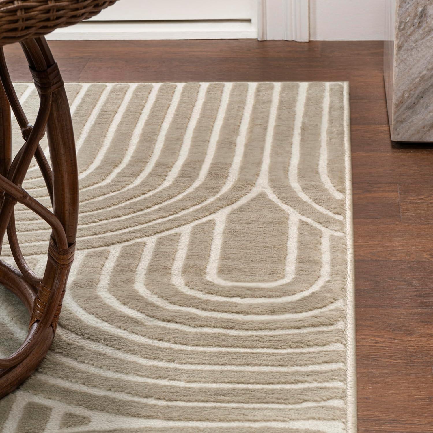 JONATHAN Y Ariana MidCentury Art Deco Striped Arches Two-Tone High-Low Area Rug