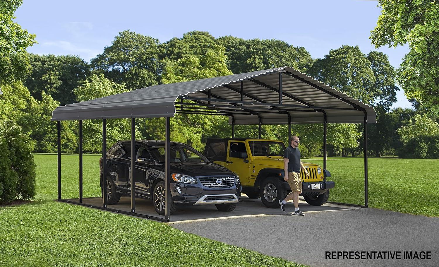 Arrow Arrow Galvanized Steel Carport, 12x24x9