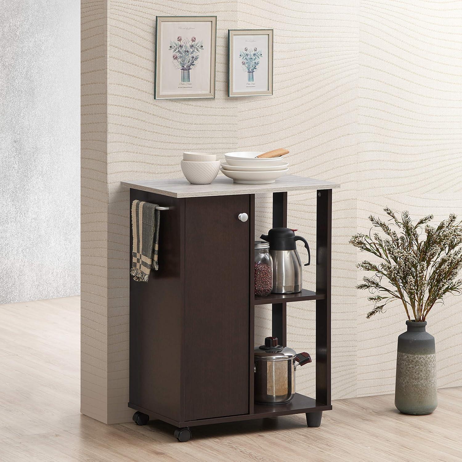 23.6" Wide Open Shelves and Cabinet Space Kitchen Cart