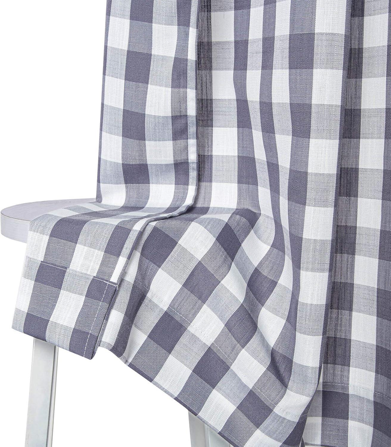 Buffalo Textured Window Curtain Panels Plaid Window Treatment Drapes Grommet Top for Living Room Bedroom Kitchen, Gray/White, 37"x95", 2 panels