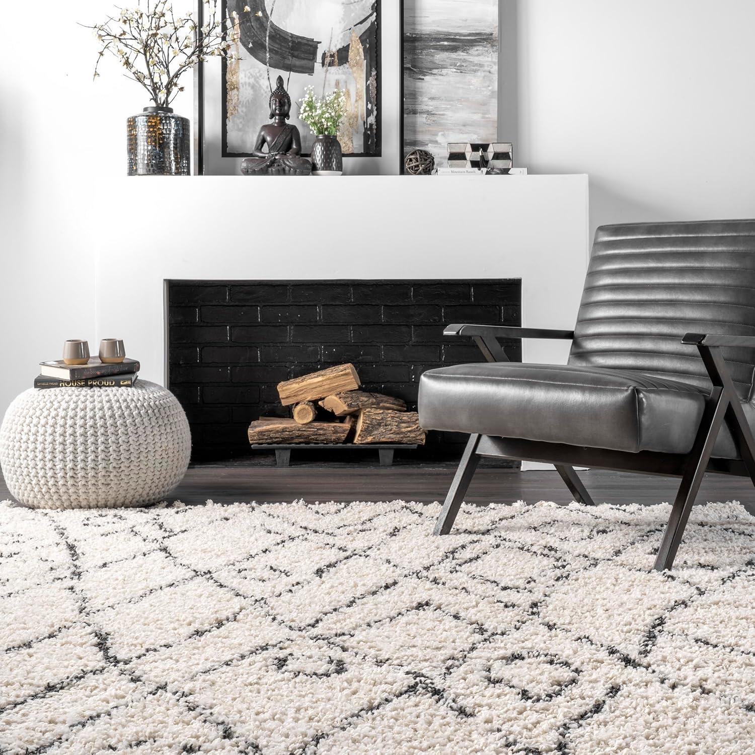 Nuloom Nieves Moroccan 3x5 Accent Indoor Area Rug for Living Room Bedroom Dining Room Entryway, Off White/Dark Grey