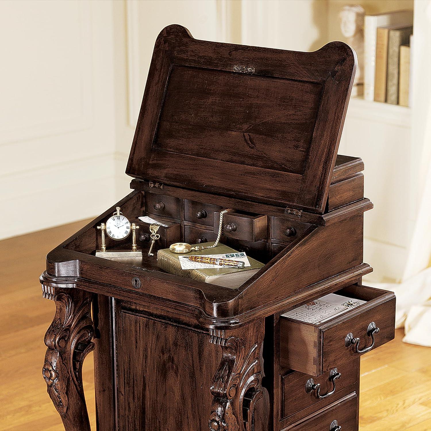 Captain's Davenport 33" Mahogany Wood Secretary Desk with Drawers