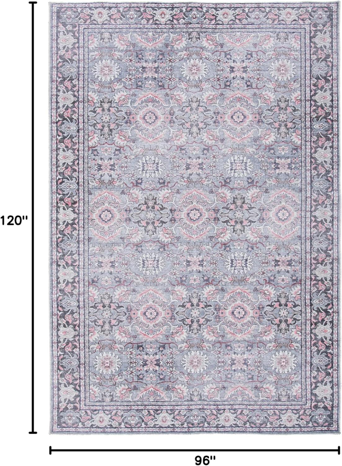 Serapi SEP584 Power Loomed Machine Washable Skid-Resistant Indoor Area Rug - Grey/Pink - 8'x10' - Safavieh