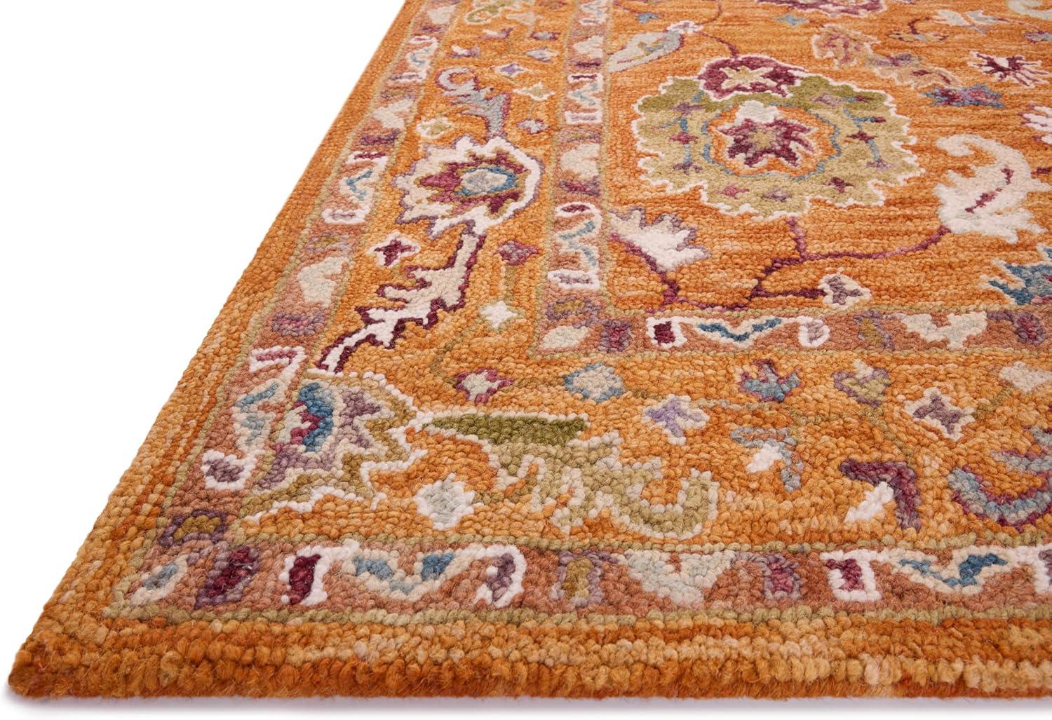 Fierros Floral Hand-Hooked Wool Orange Rug