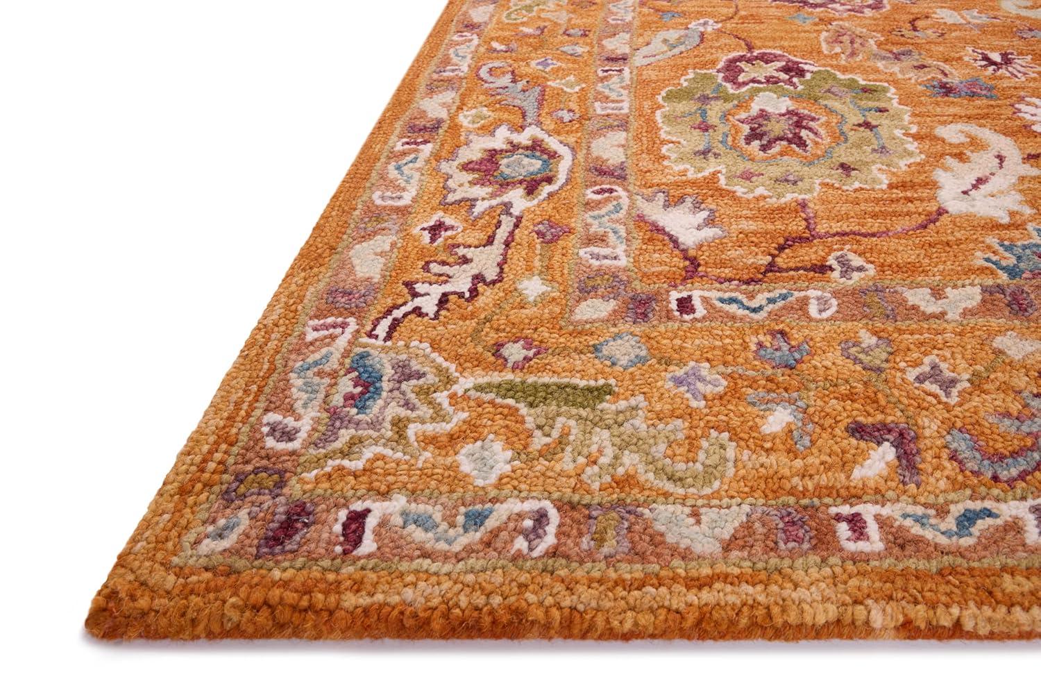 Fierros Floral Hand-Hooked Wool Orange Rug