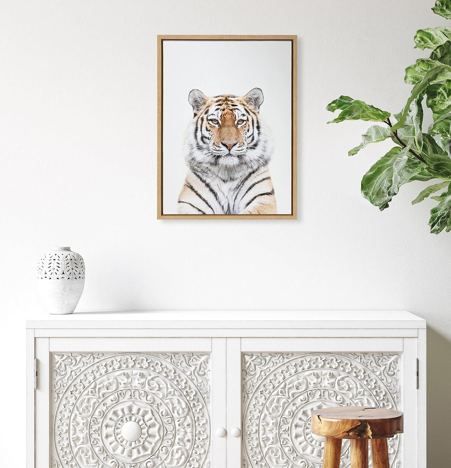 18" x 24" Sylvie Tiger Portrait Framed Canvas by Amy Peterson Art Studio - Kate & Laurel All Things Decor