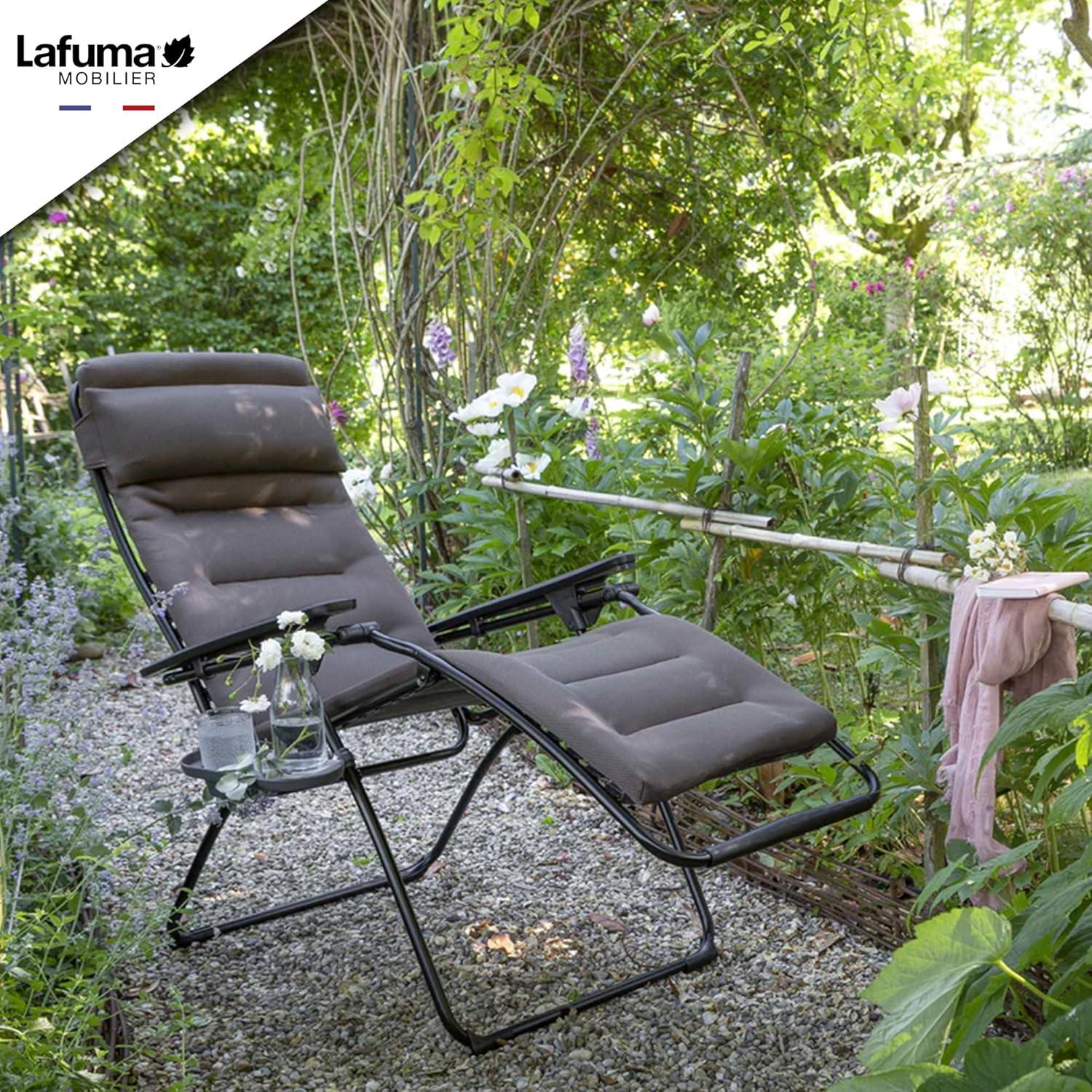 Lafuma Futura Air Comfort Outdoor Zero Gravity Steel Folding Recliner Chair for Camping, Backyards, Patio, Lawn, and Garden, Taupe