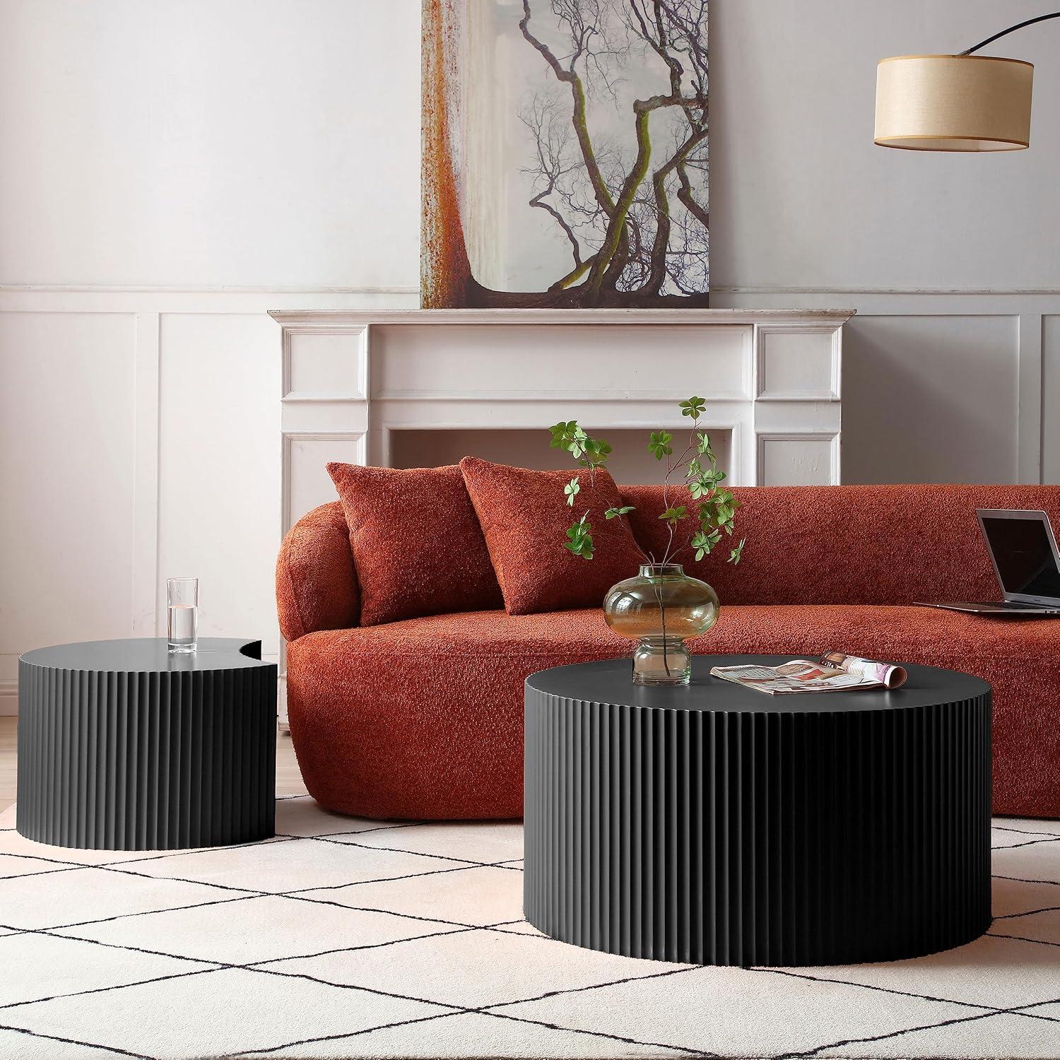 Williamspace Nesting Coffee Table Set, Modern Luxury, 2 Pieces, Black