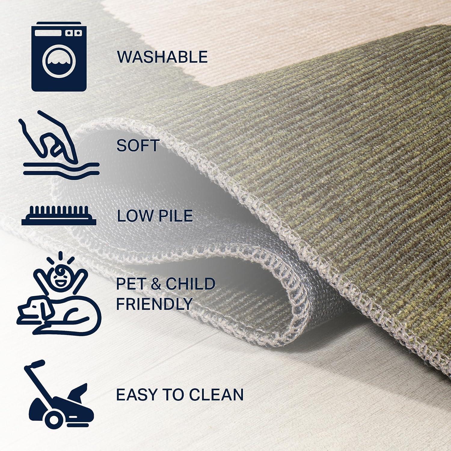 4' x 6' Cirkel Minimalist Geometric Dot Machine-Washable Area Rug, Olive/Cream - JONATHAN Y