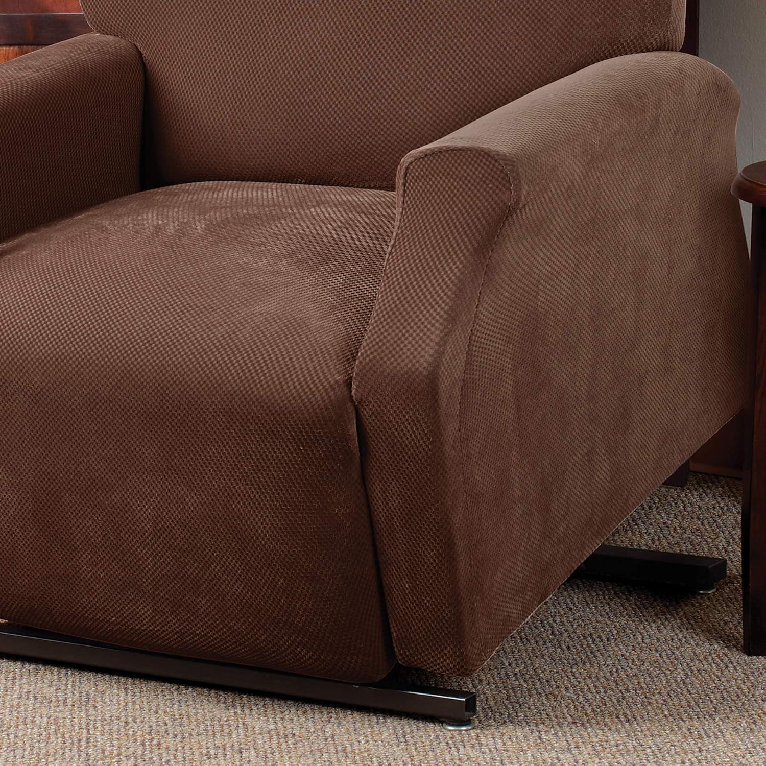 SureFit  Stretch Pique Oversized Ottoman Slipcover Navy