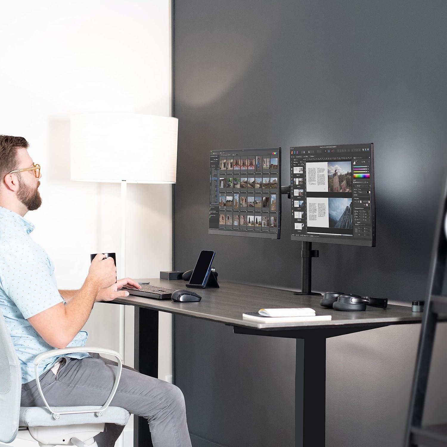 Vivo VIVO Dual Monitor Desk Mount Adjustable Stand, Fits Screens up to 30", STAND-V002 Series
