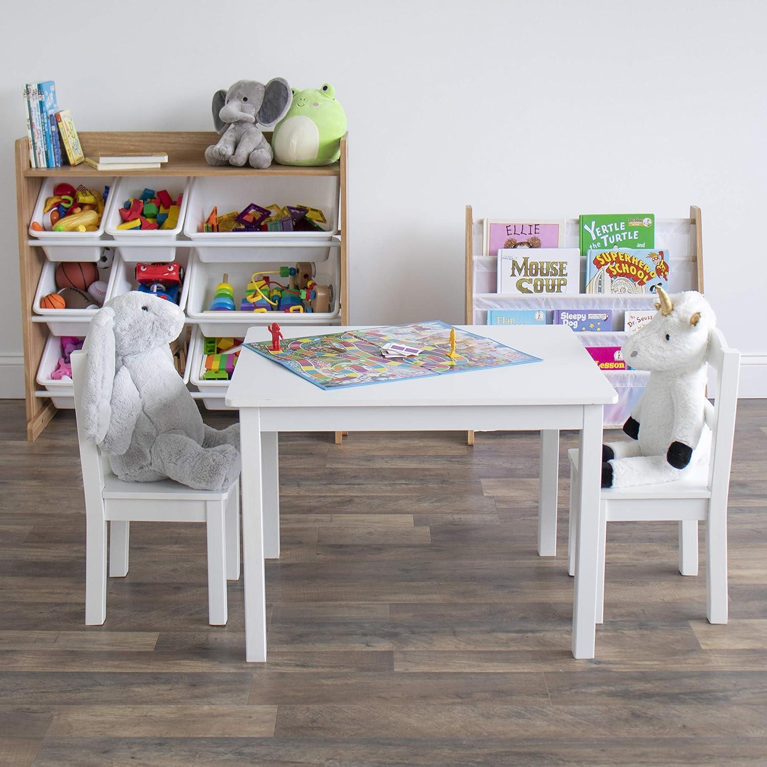 Natural Wood and White Kids Toy Storage Organizer with 9 Bins