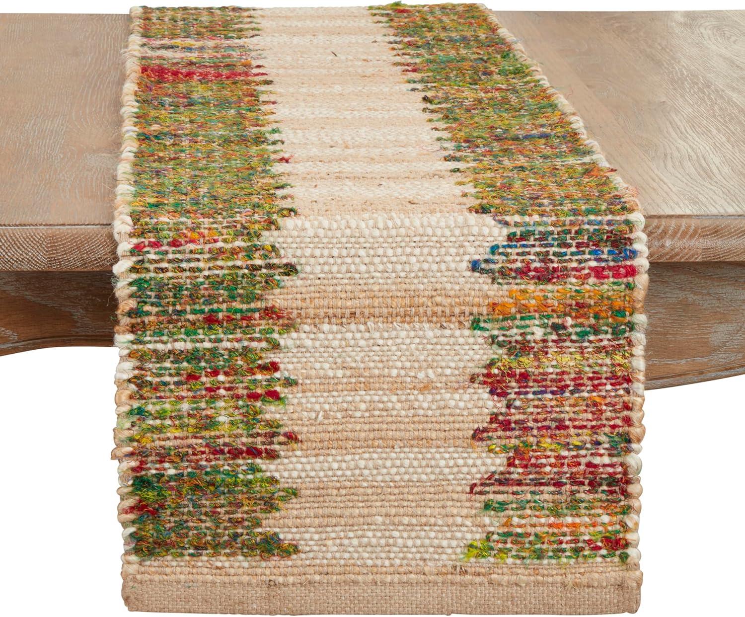 Saro Lifestyle Rainbow Rhythm Banded Table Runner, Multicolored, 14"x72"