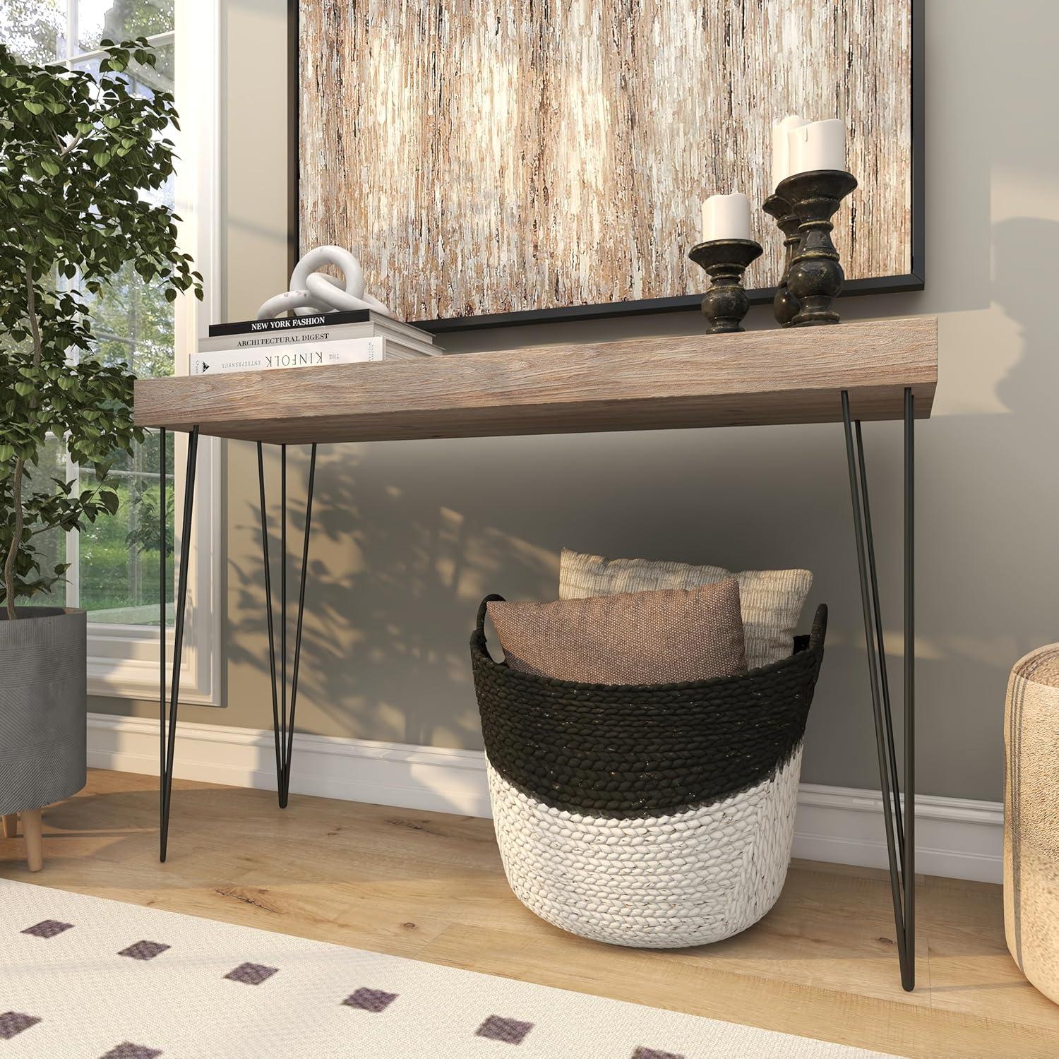 DecMode 23", 21", 19", 16", Brown Seagrass Handmade Storage Basket with Metal Handles, 5-Pieces