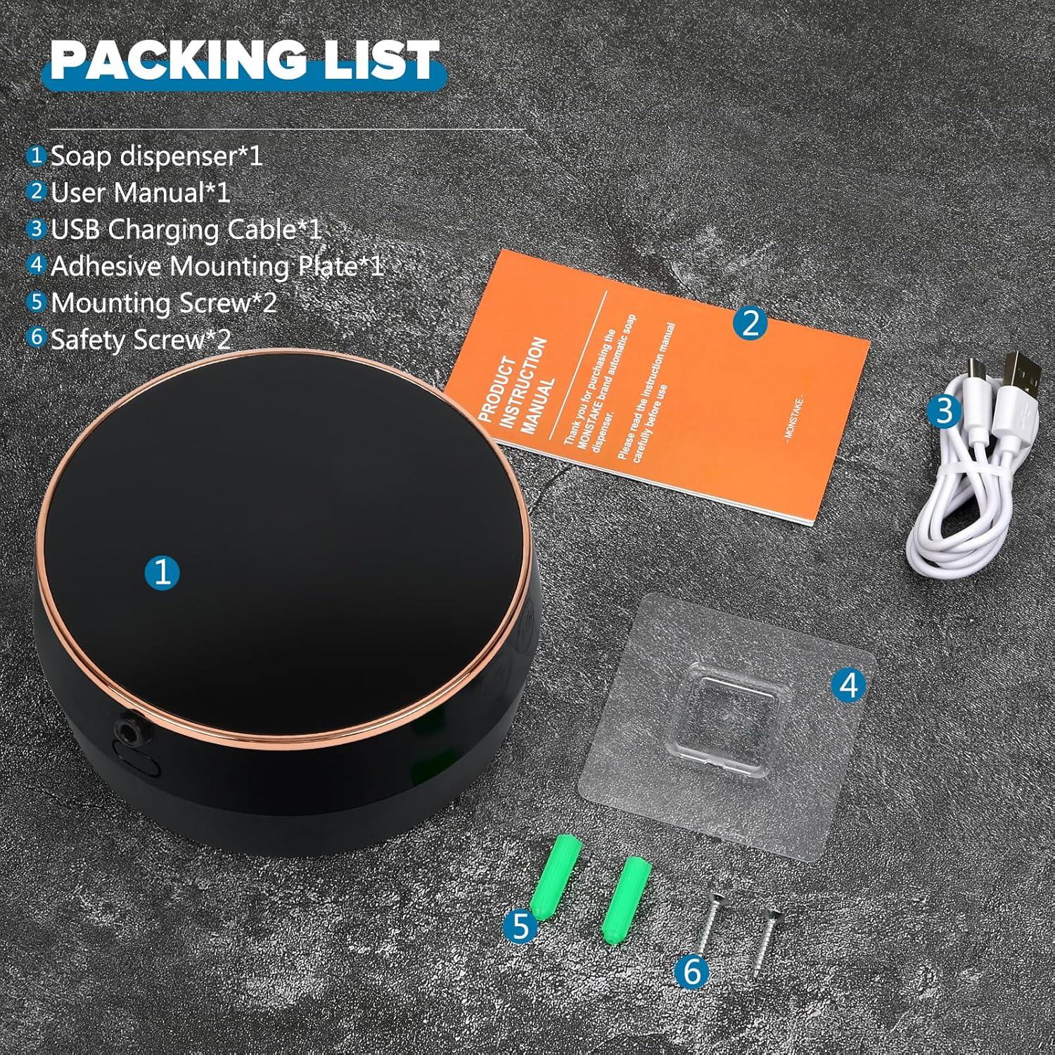 Automatic Soap Dispenser Foam Bathroom: Wall Mount Rechargeable Touchless Adjustable Auto Smart Electric Plastic Black Foaming Soap Dispenser with Clock - Kitchen - Hand Dish Lotion Couple Kids