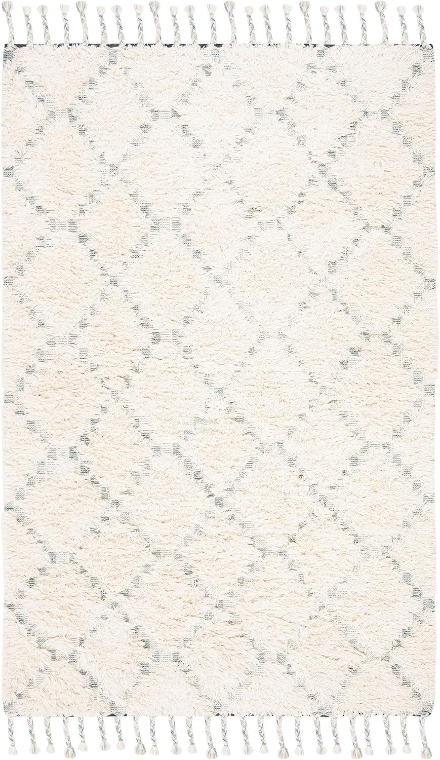 SAFAVIEH Kenya Natalie Geometric Area Rug, Blue/Ivory, 6' x 9'