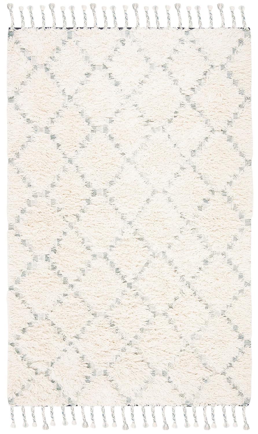 SAFAVIEH Kenya Natalie Geometric Area Rug, Blue/Ivory, 6' x 9'