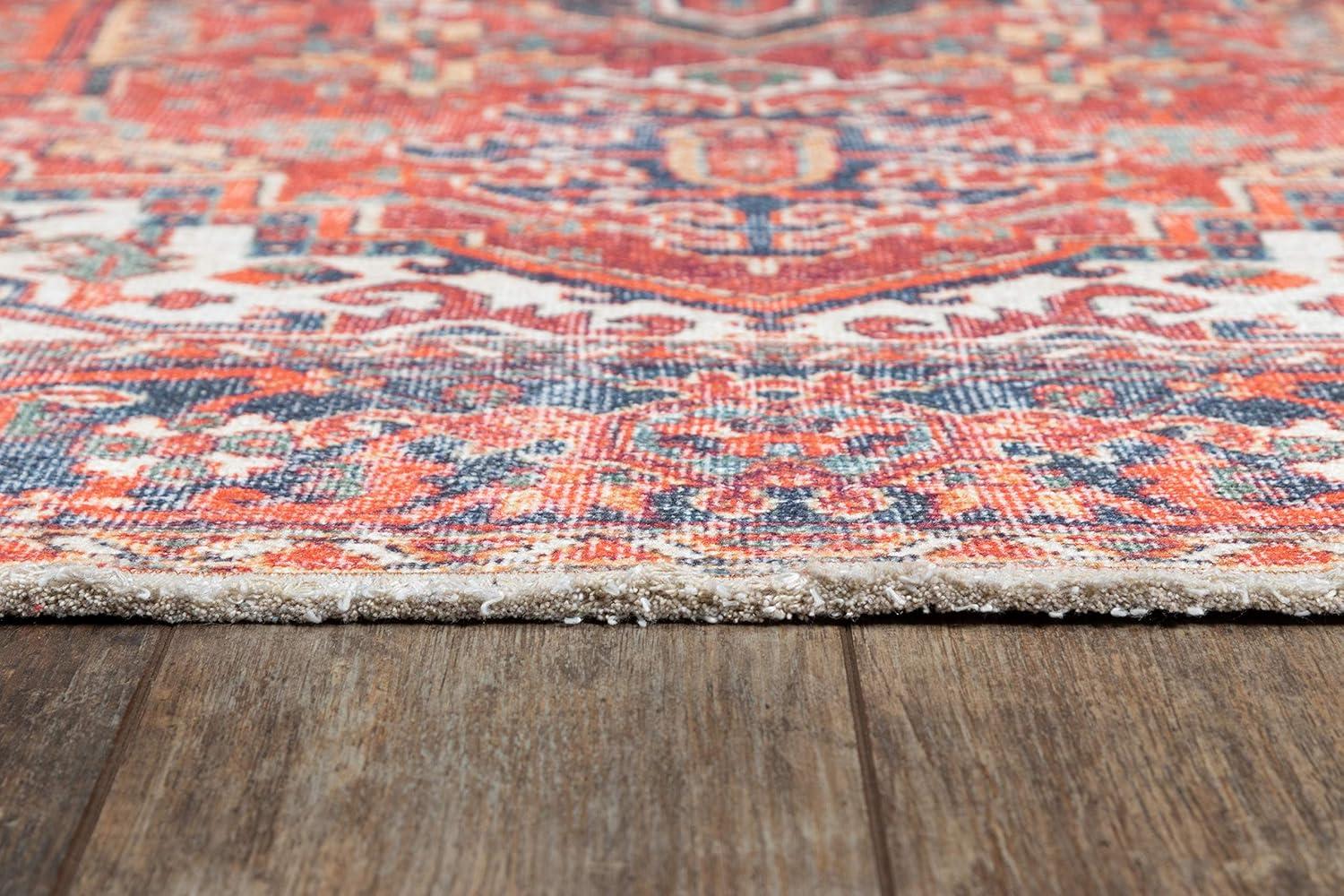 5'6"x8'6" Chandler Medallion Area Rug Red - Momeni: Bohemian Shibori Pattern, Medium Pile, Indoor Use, 6x8 Rug