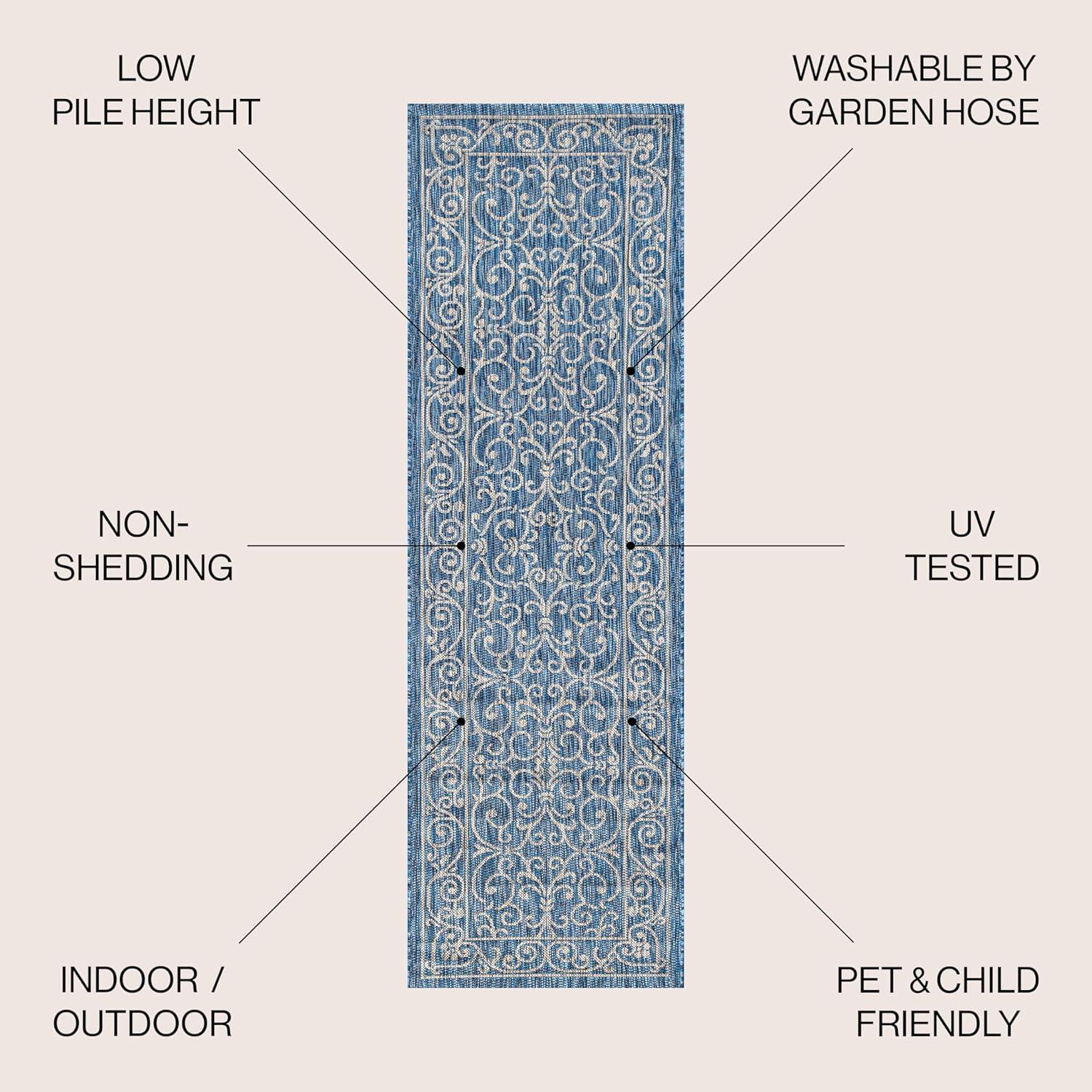 Charleston Vintage Filigree Textured Weave Indoor/Outdoor Area Rug  - JONATHAN Y