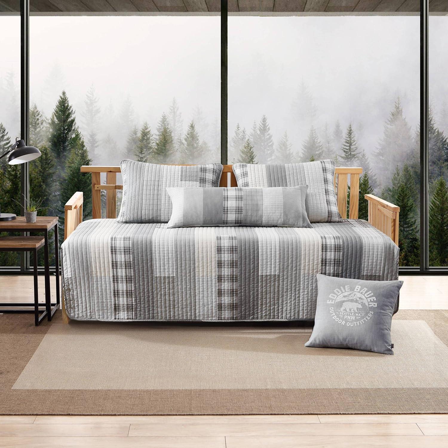 Eddie Bauer Fairview Grey Cotton 4 Piece Daybed Cover Set